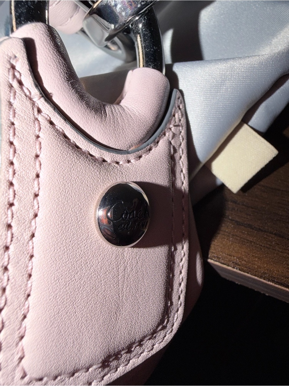 Coach 16787 Soft Pale Pink Leather Shoulder Bag with Chain Detail - Picture 8 of 15